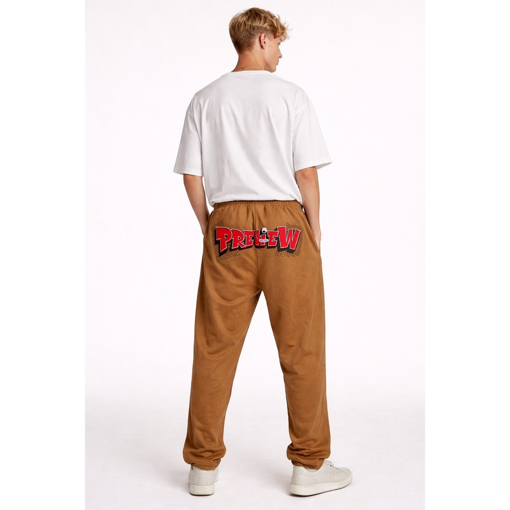 Y2K Aesthetic Graphic Joggers Brown 100% Cotton Streetwear Preproduction Pants